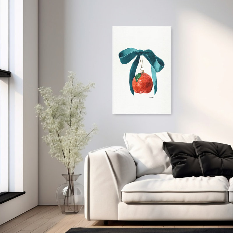 Festive Tangerine Ornament Classic Elegant Contemporary Fruit Winter Wall Art Print 1 Piece Wrapped Canvas Wall Art