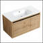 Meuble-lavabo mural avec lavabo en gel, base en contreplaqué durable, portes et tiroirs à fermeture en douceur, faciles à nettoyer et à entretenir.