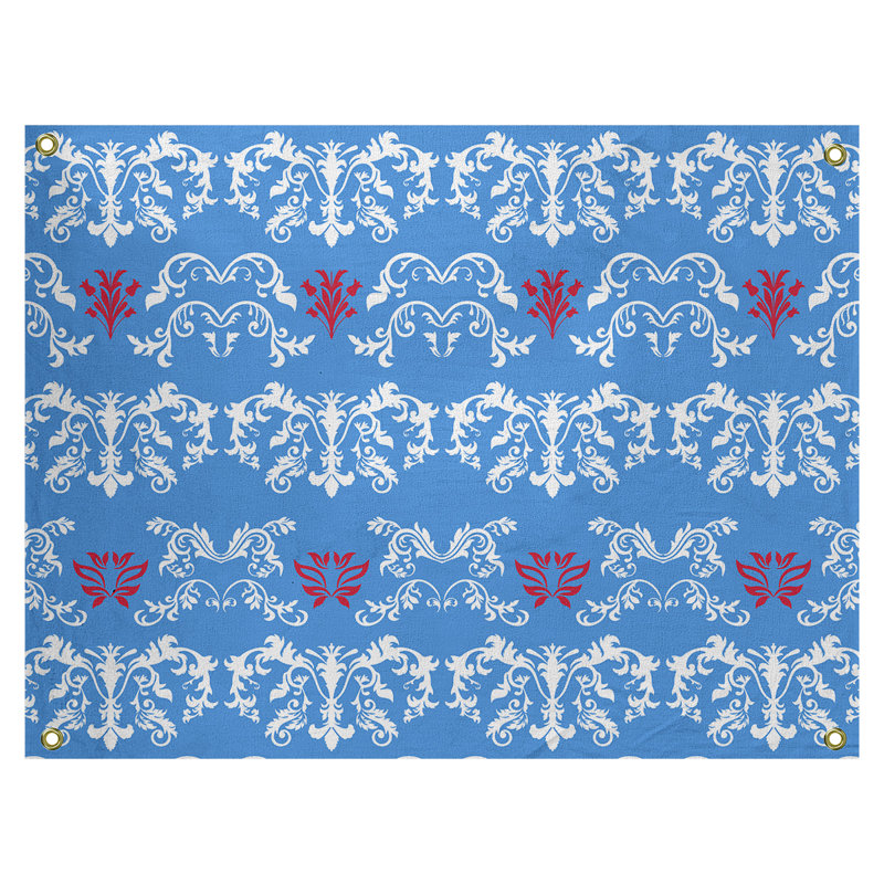 Tapisserie baroque en polyester polyester Houston, H 26 po x l 36 po, Bleu / blanc / rouge