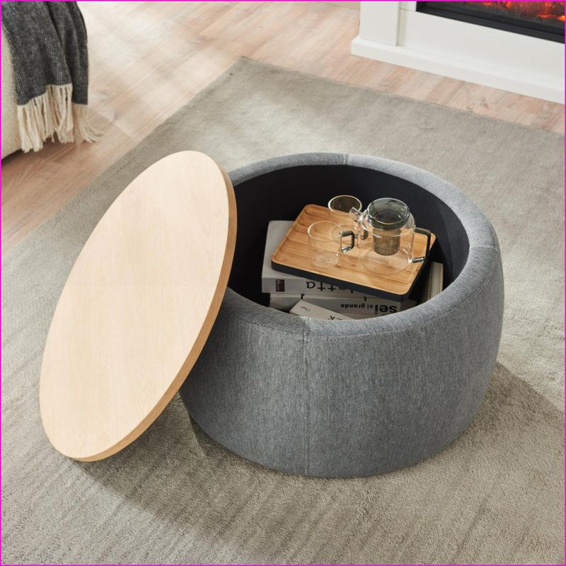 Table de bout avec rangement et repose-pieds 2 en 1 gris foncé 25,5 x 25,5 x 14,5 | Gris foncé | Panneau de fibres à densité moyenne