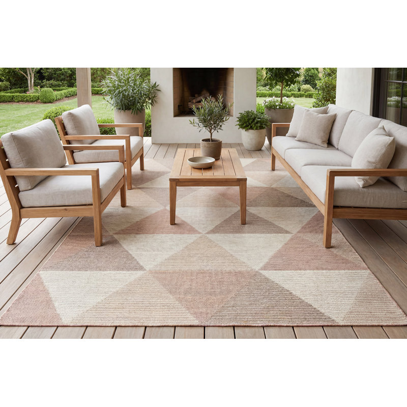 Tapis intérieur/extérieur crème/orange Mori, Rectangle 3 pi 11 po x 5 pi 7 po