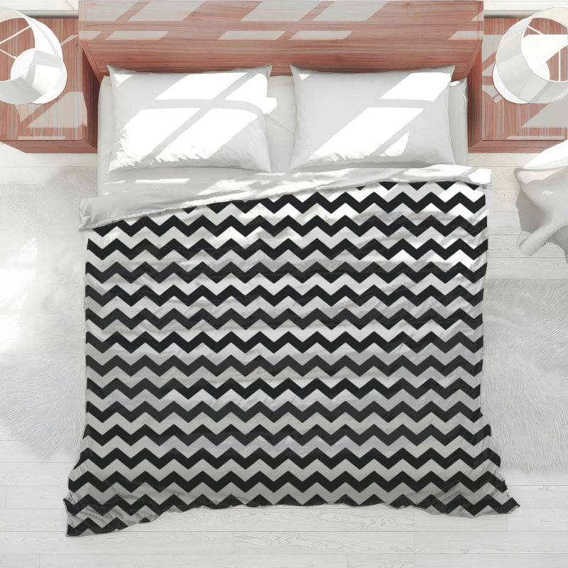 Édredon en zigzag noir et blanc, Simple extra long
