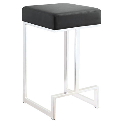 Élégant tabouret gris à hauteur de comptoir avec rembourrage en mousse et revêtement de bar