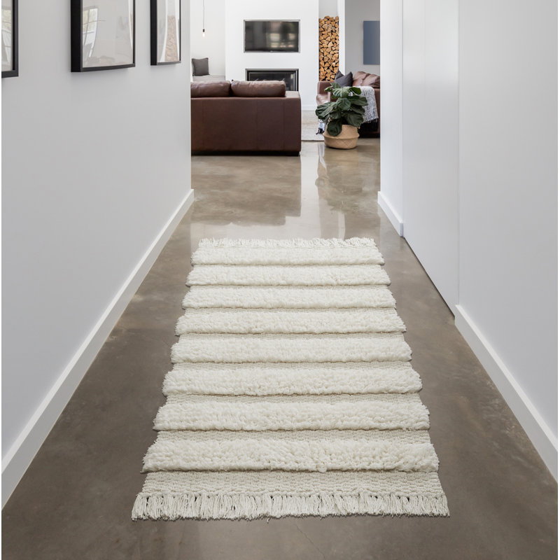 Savannah Cotton Fringe Runner Runner, 24" x 60", Cream