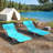 Set Of 2 5 Position Lay Flat Portable Beach Recliners With Carry Strap And Sturdy Metal Frame For Beach Poolside Camping Use-1843339414
