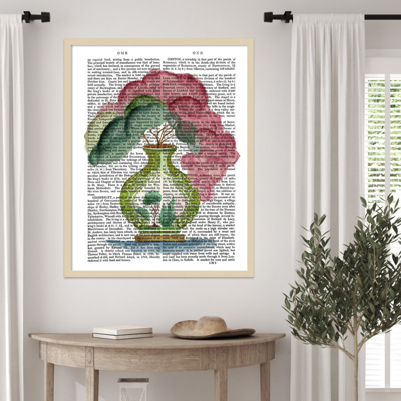 «Pink Green Vase No. 3» par Fab Funky, impression sur bois encadrée, Svelte naturel, 33 x 27