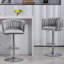 Ensemble de 2 tabourets de bar pivotants à 360 ° avec housse en tissu, chaises de bar réglables à hauteur de comptoir avec dossier tissé et repose-pieds, tabourets de bar chromés argentés pour îlot de cuisine, café, pub (gris)-129519485