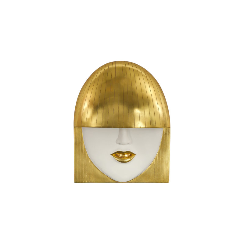 Décoration murale mode visages, Blanc / feuille d'or
