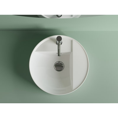 15.75" Vittorio Modern Round Bathroom Vessel Sink - Gloss White, Cast Marble, UV Resistant, Stain & Chip Resistant