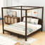 King Size Canopy Platform Bed with Sturdy Wooden Slats and Under Bed Storage-430541933