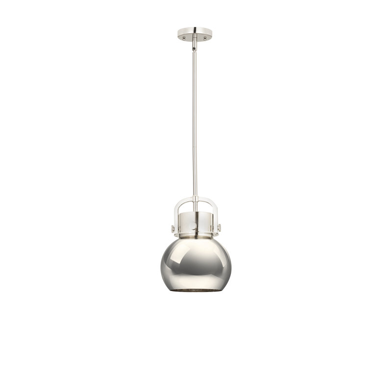 Luminaire suspendu en forme de sphère en métal 1 lumière Amrith, H 22,5 po x l 18 po x P 18 po, Nickel poli, Nickel poli