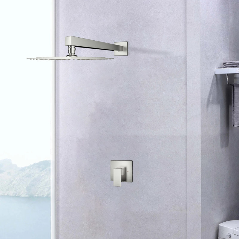 Brushed Nickel Wall Mounted Shower Diverter Faucet - Brass, Valve Included Faucet, Different