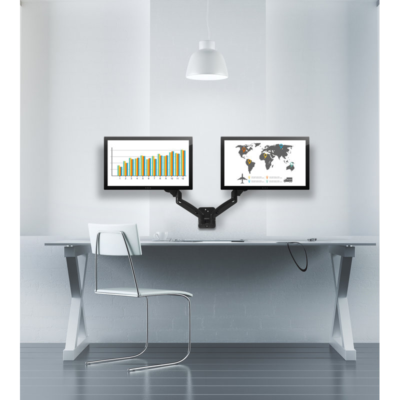 Mount-It Full Motion Dual Arm Monitor Wall Mount, Fits w/ Monitors from 13" to 27" | 14.3 Lbs. Cap.