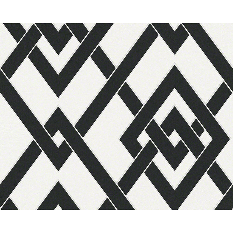 Rouleau de papier peint à treillis l 33 pi x l 21 po Harrell, Blanc / noir