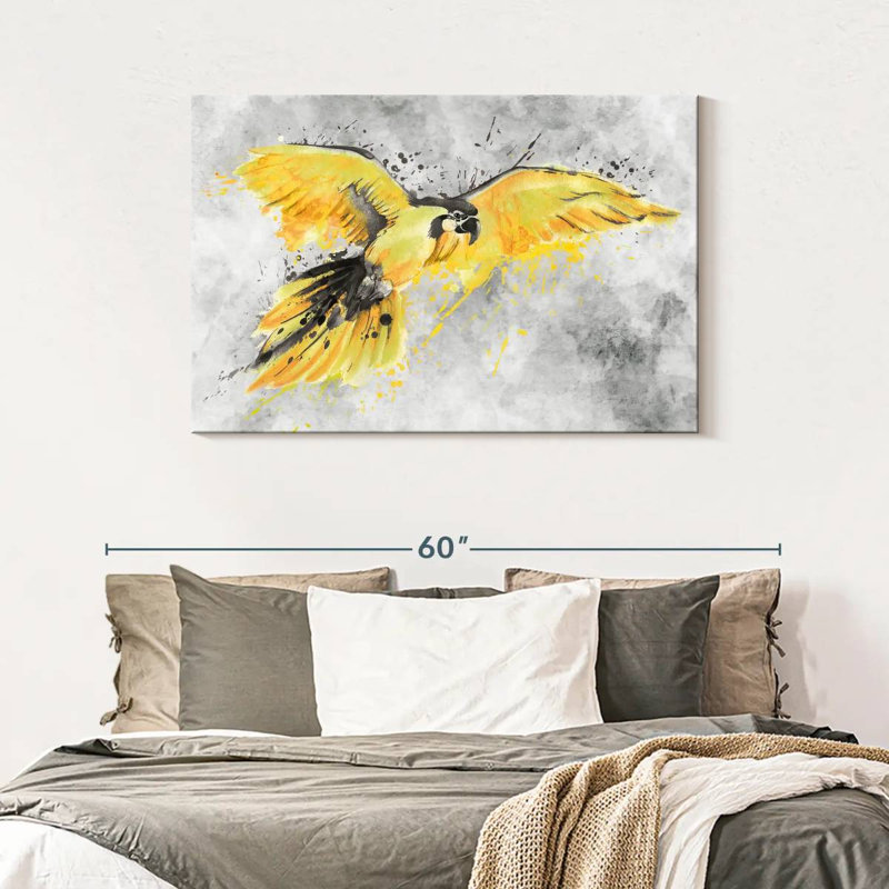 Brampt Yellow Macaw, 30" H x 45" W