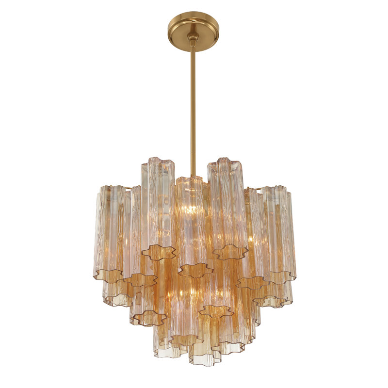 Lustre à niveaux Arras, Laiton vieilli, Jaune, H 13,75 po x l 17,75 po x P 17,75 po