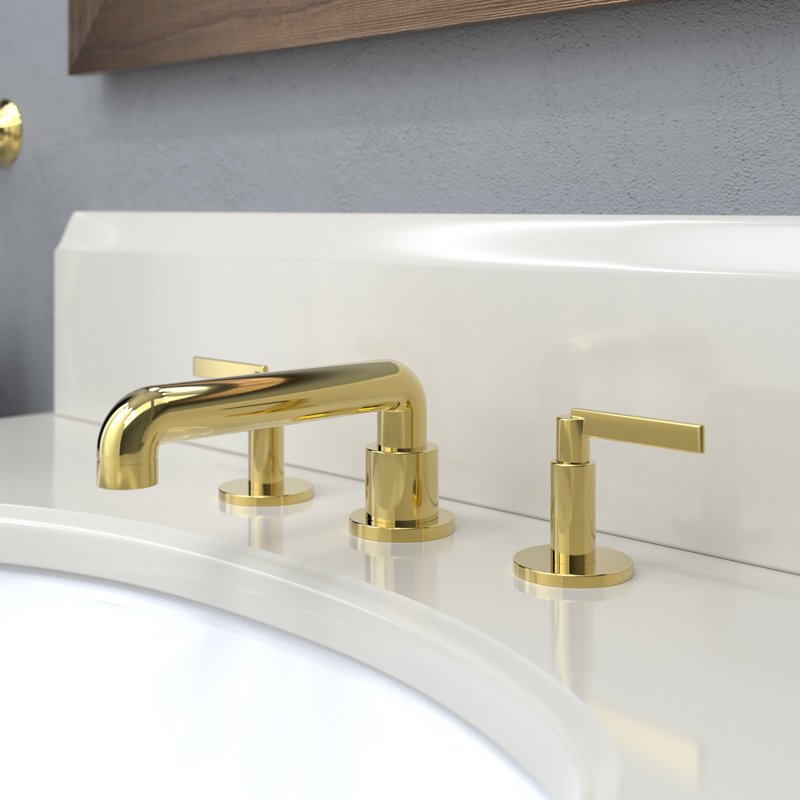 Tolmin Widespread Bathroom Faucet with Drain Assembly, Polished Nickel