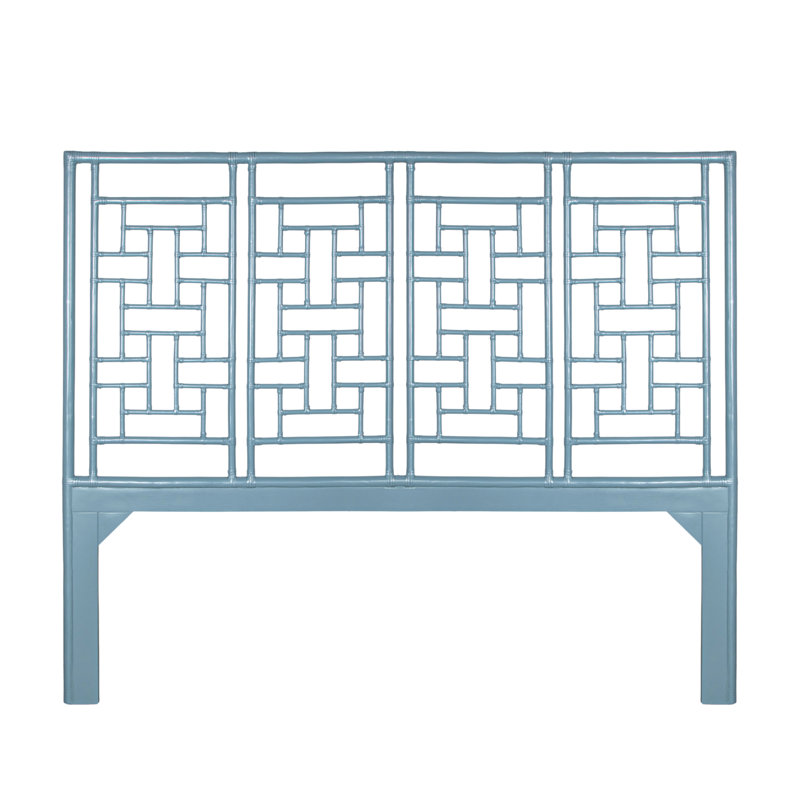 Ohana Wicker/Rattan Open-Frame Headboard, King, Pool Blue