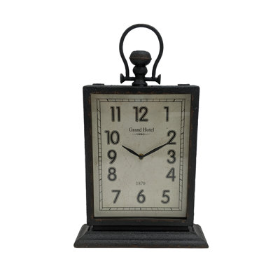 Analog Metal Mechanical Tabletop Clock in Gray