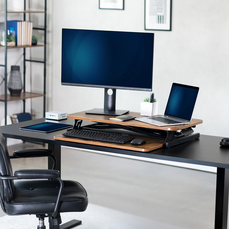 32" Standing Desk Converter Series, Vintage Brown/Black