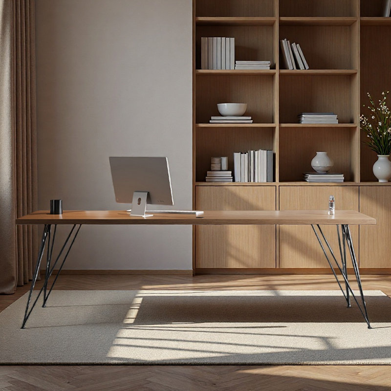Bureau en bois massif / bureau à domicile, H 29,53 po x l 86,61 po x P 31,5 po