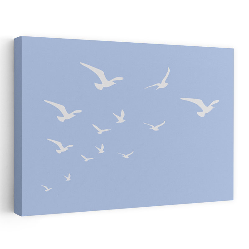 White Birds In Flight by Jolly And Dash - Wrapped Canvas Print, 60.96 cm H x 91.44 cm W