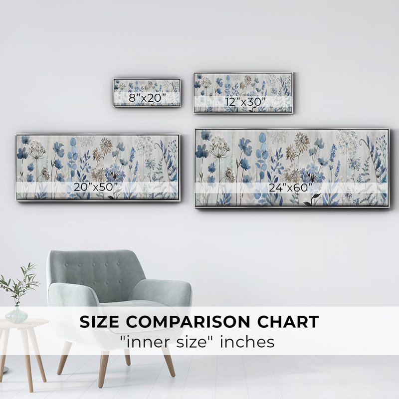 Blue Meadow- Framed Canvas, 20" H x 50" W