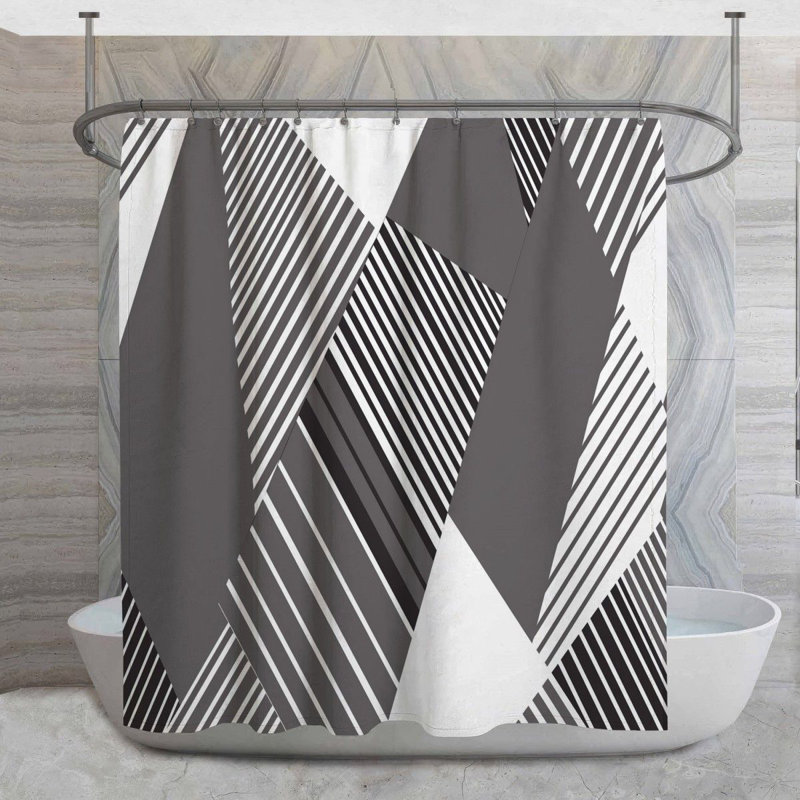 Rideau de douche à motif géométrique abstrait, H 73 po x l 70 po