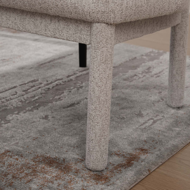 Ensemble de chaises de salle à manger en chenille avec pieds en bois d'hévéa, 2, Beige