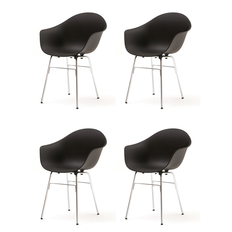 Fauteuil TA (ensemble de 4), Noir / chrome