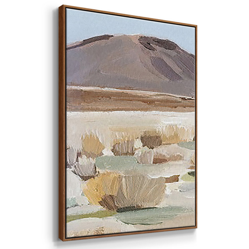 «Desert Oasis Study II», reproduction sur toile 3 pièces, H 40 po x l 78 po, Cadre noyer