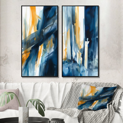 «Blue And Gold Fusion», 2 pièces sur toile