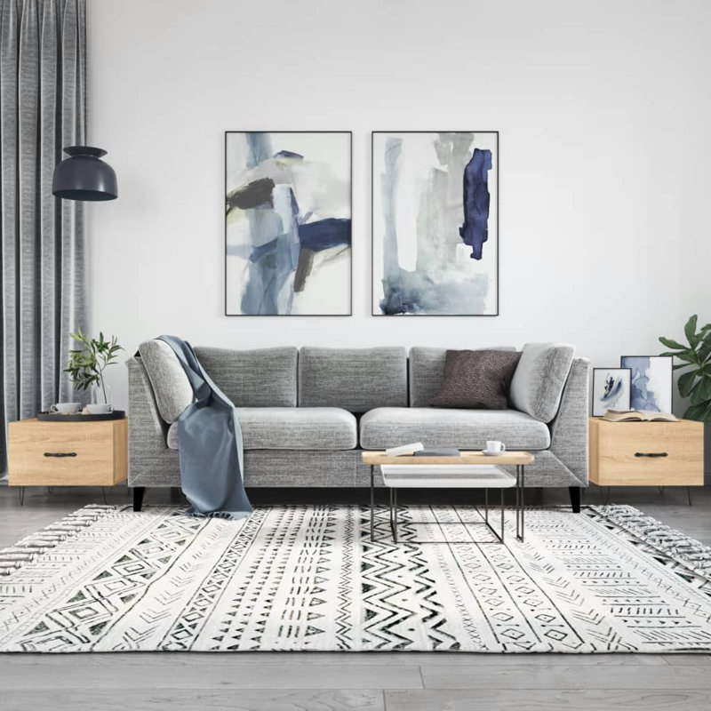 Four Leg Coffee Table with Storage, sonoma oak
