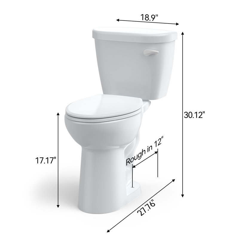 Toilette allongée deux pièces conforme à l'ADA, siège simple à chasse douce 1,28 GPF, céramique blanche