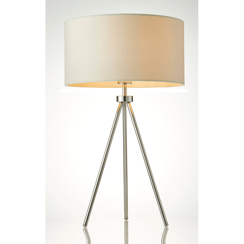 Madeline Metal Tripod Lamp, Chrome/Ivory