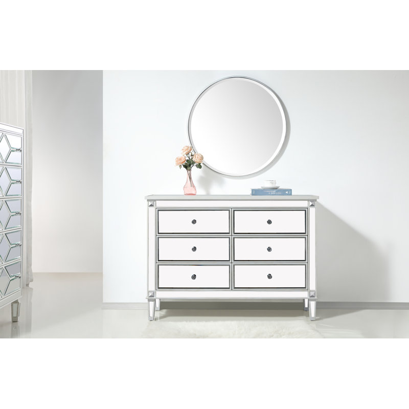 Commode double l 6 po SPARKS, Miroir / blanc antique