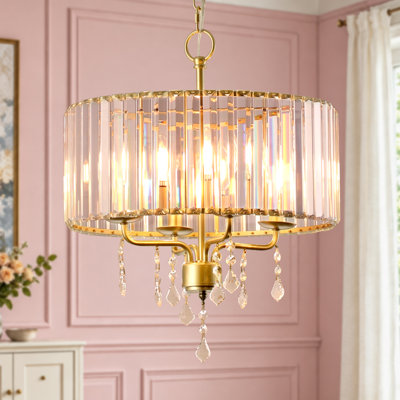 Ether 4-light Contemporary Glam Crystal Chandelier Matte Gold Elegant Dining Room & Living Room Hanging Light