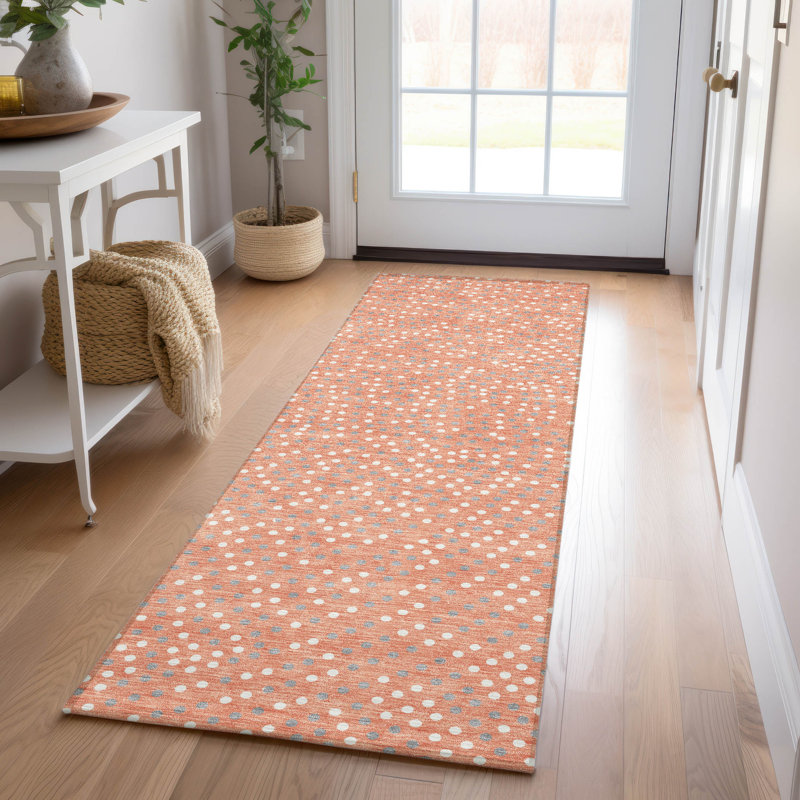 Mirelia Salmon Washable Indoor-Outdoor Rug - , 2'3" x 7'6"