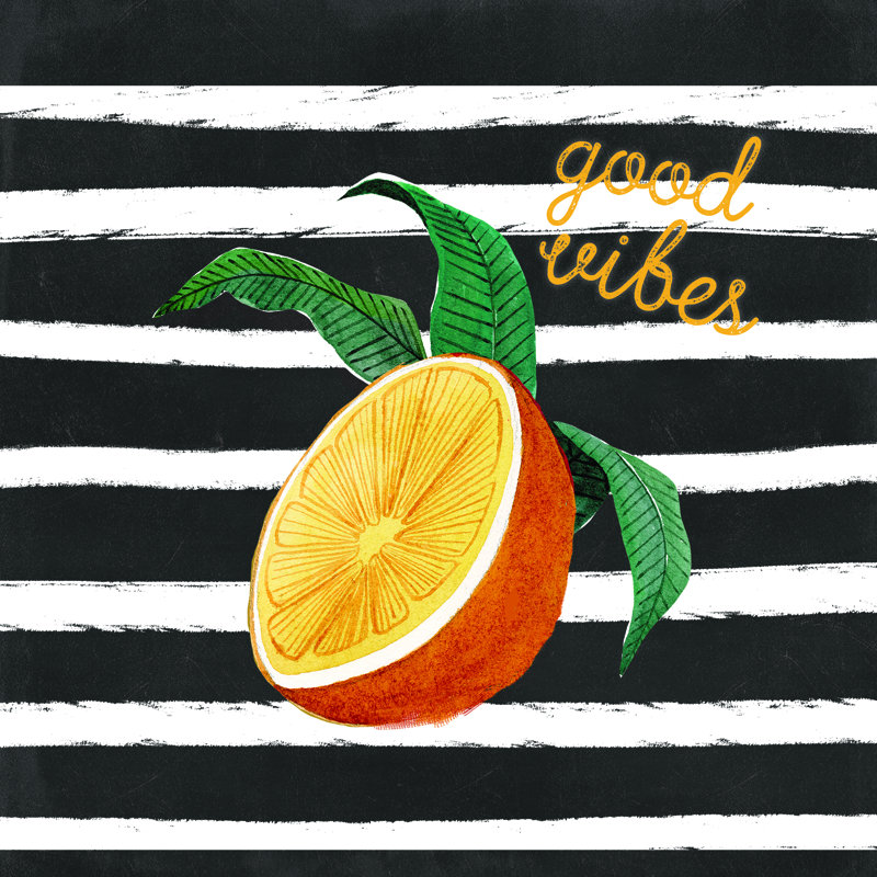 Orange On Stripes - Wrapped Canvas Art Prints, 91cm H x 91cm W