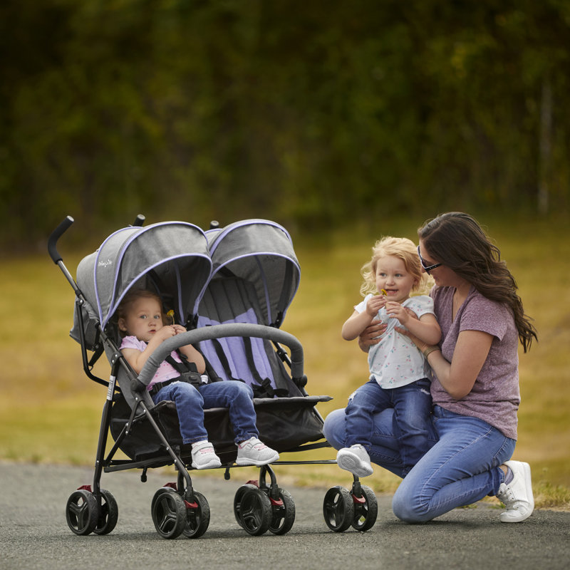 Dream On Me Volgo Twin Umbrella Stroller, Purple/Gray