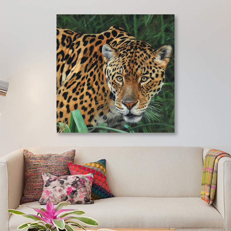 « jaguar big cat ii », impression sur toile, H 12 po x l 12 po x P 0,75 po, Toile tendue, Pas de tapis
