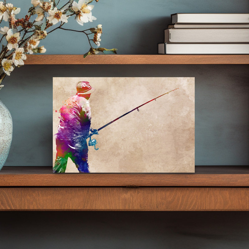 «Vibrant Fishing Art», art mural contemporain, H 12 po x l 18 po