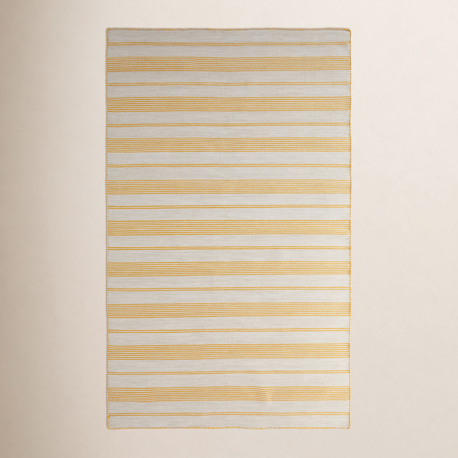 Perci Striped Handmade Flatweave Area Rug in Sun Yellow/Cream, Rectangle 4' x 6'