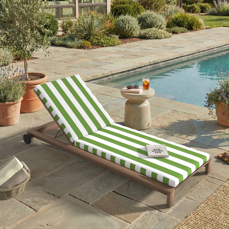 Outdoor Chaise Cushion With Sunbrella Fabric, 24" W x 73" D, Sunbrella® Refuge Garden