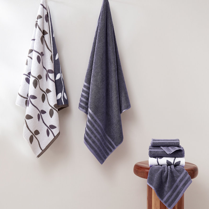 Ensemble de serviettes en jacquard teint en fil et en coton 6 pièces Modern fils modernes - 100% coton, à séchage rapide et bain absorbant