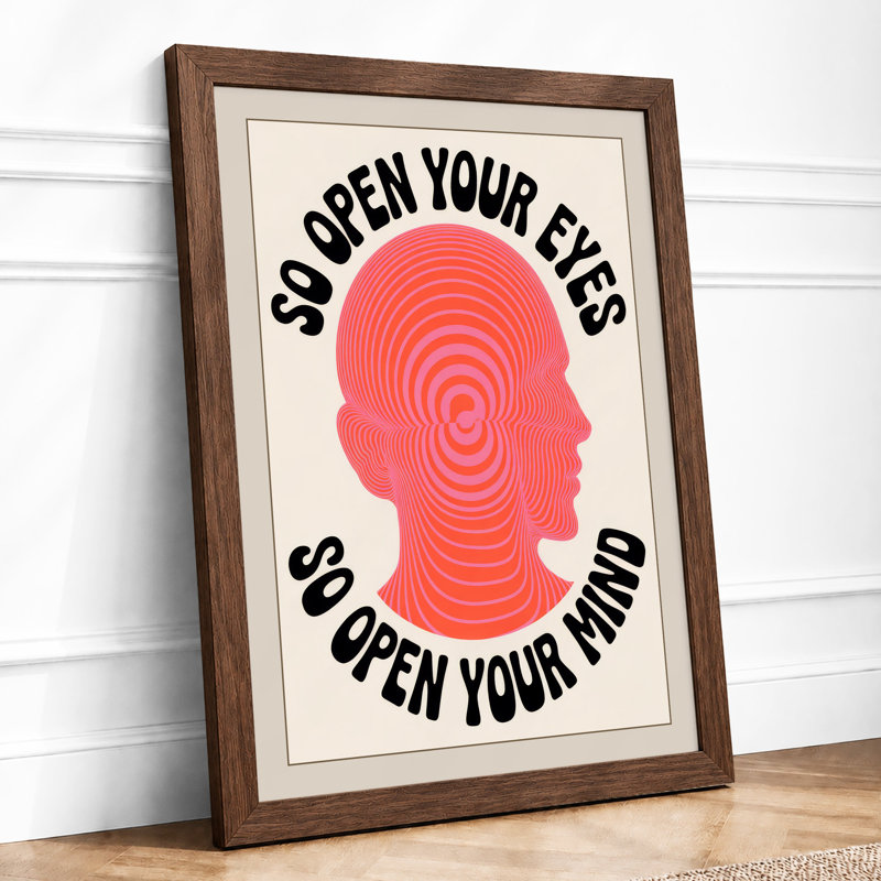 Open Your Mind Modern - Framed Print, A4 - 29.7 x 21.0 cm, Walnut