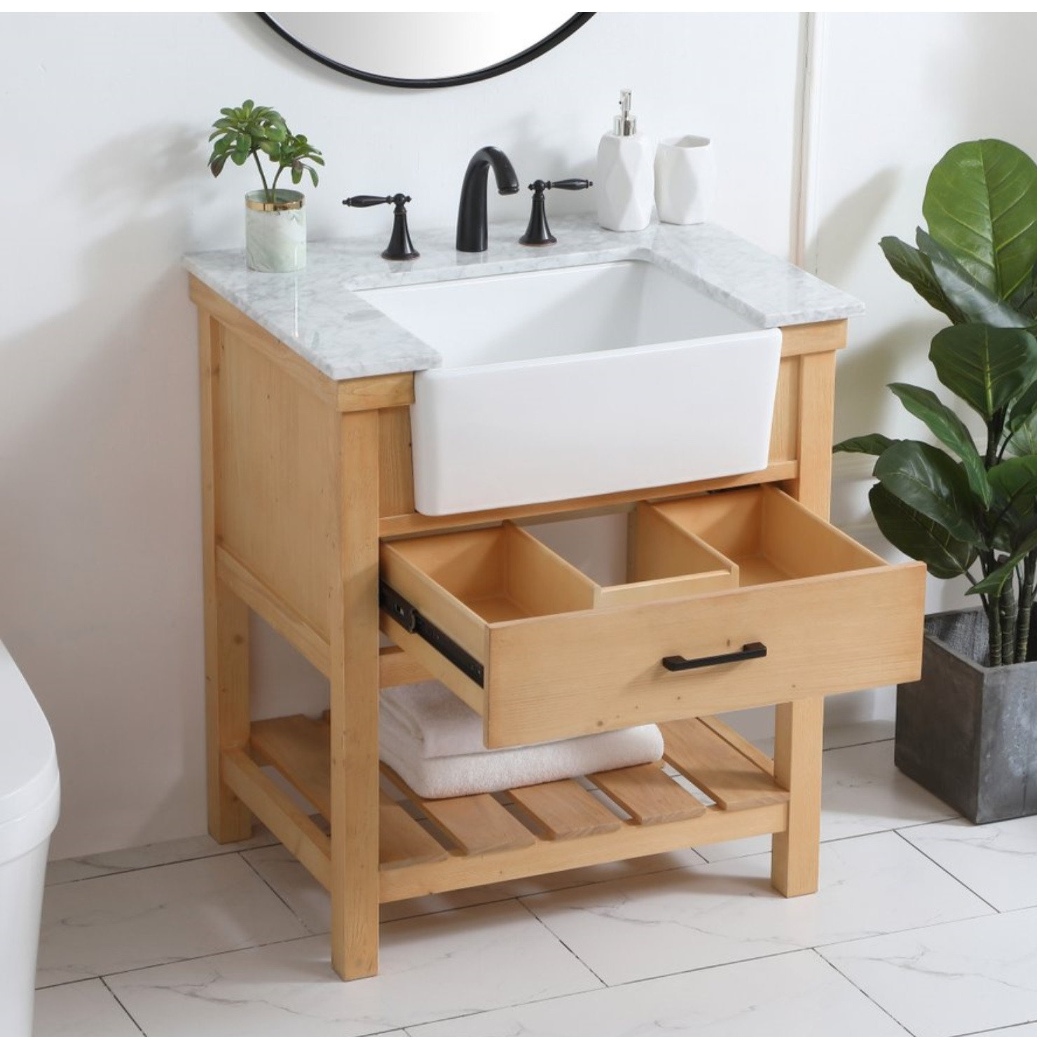 Pelaghia 30'' Single Bathroom Vanity, Natural Wood