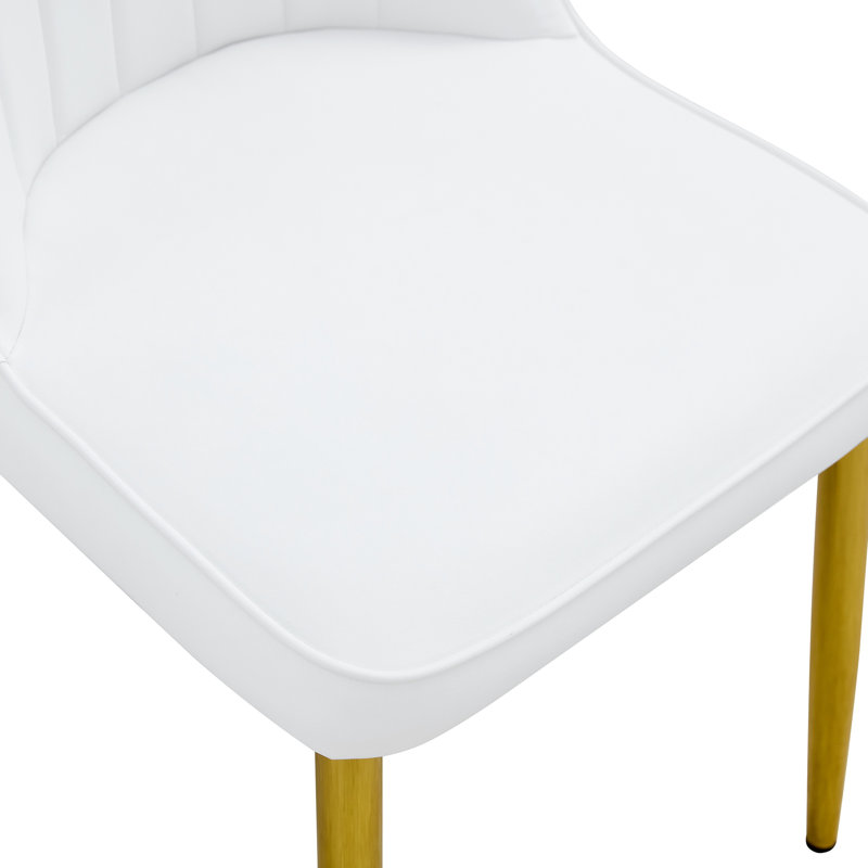 Set of 2 Modern Minimalist Dining Chairs, 4, White, Gold