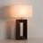 Julie Standing Table Lamp - Dark Walnut Wood Finish, Weathered Brass, White Linen Shade-96191259
