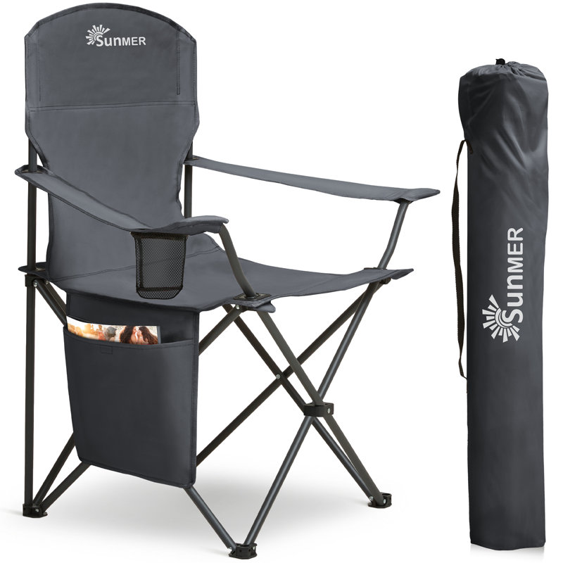 SUNMER Folding Camping Chair - Extra Wide, Dark Grey